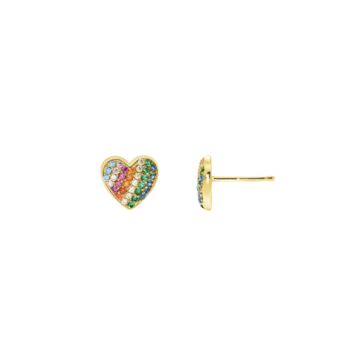 Emily And Ophelia Cubic Zirconia Rainbow Heart Earrings, 2 of 3