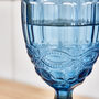 Set Of Four Sapphire Blue Glass Wine Goblets, thumbnail 4 of 5
