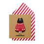 Handmade Christmas Festive Jumper Cat Personalised Greeting Card, thumbnail 1 of 5