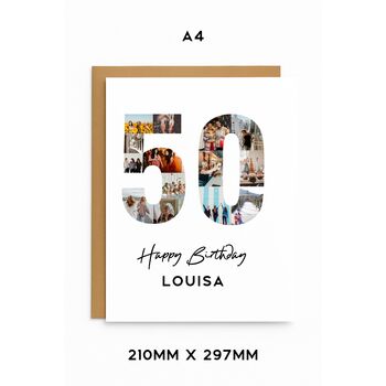 Personalised 50th Birthday Photo Collage Card, 5 of 7