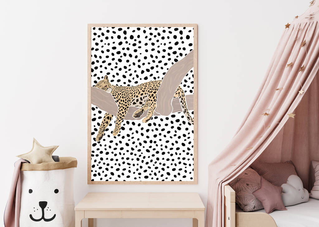 Leopard Sleeping Nursery Children's Art Print By Sarah Manovski Art