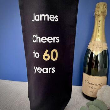 Personalised Cheers Milestone Birthday Cotton Bottle Bag, 3 of 3