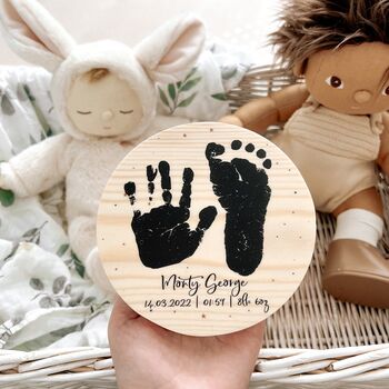 Baby Hand Foot Print Wooden Plaque Keepsake, 6 of 6