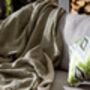 Izmir Flannel Luxury King Size Blanket Olive Green And Oatmeal, thumbnail 2 of 12