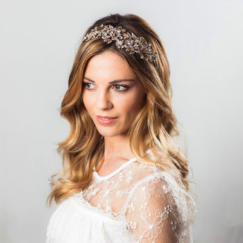 Kitty Crystal And Pearl Gold Tone Embellished Hairband, 2 of 5