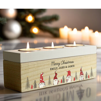 Personalised Gonk Christmas Triple Tea Light Box, 2 of 5