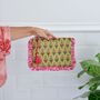 Green And Pink Floral Quilted Make Up Bag, thumbnail 1 of 5