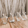 Dainty Clear Glass Bud Vases Set Of Four, thumbnail 5 of 5