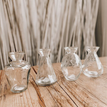 Dainty Clear Glass Bud Vases Set Of Four, 5 of 5