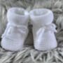 White Knitted Baby Booties, thumbnail 5 of 7