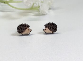 Wooden Hedgehog Stud Earrings, 2 of 4