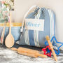Personalised Children's Baking Set In A Striped Bag, thumbnail 1 of 12