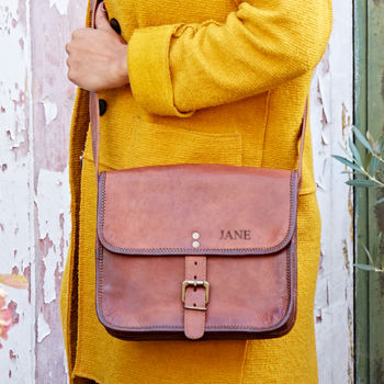 Personalised Fair Trade Small Leather Shoulder Bag, 2 of 7