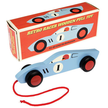 Red Or Blue Vintage Racing Car Pull Toy, 2 of 5