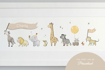 Personalised Framed Safari Baby Animal Parade Picture, 4 of 12