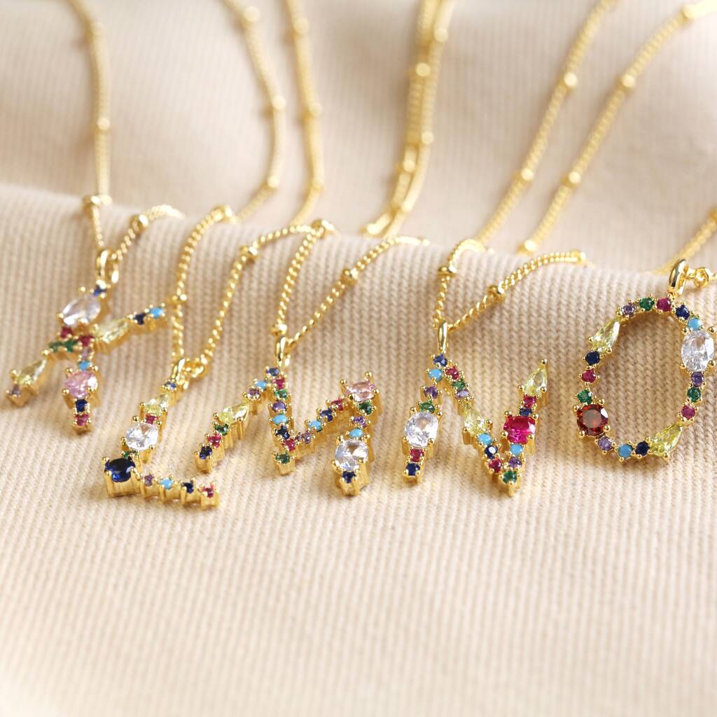 Rainbow Crystal Initial Necklace By Lisa Angel | notonthehighstreet.com