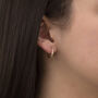 Solid Gold Cubic Zirconia Channel Set Hoop Earrings, thumbnail 2 of 3