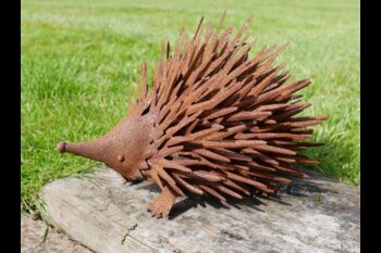 Metal Wild Hedgehog Garden Statue Spiky Brown Outdoors, 2 of 3