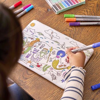 Reusable Colour In Pencil Case Mermaid Craft Kit + 10 Pens, 8 of 8