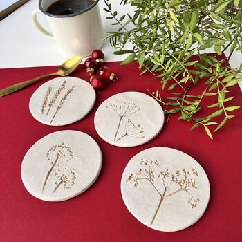 Gold Wild Flower Ceramic Coasters, 7 of 9