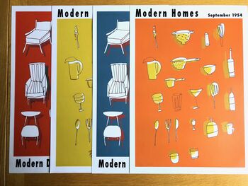 Mid Century Modern Homes Kitchenware Print A3 Orange, 3 of 4