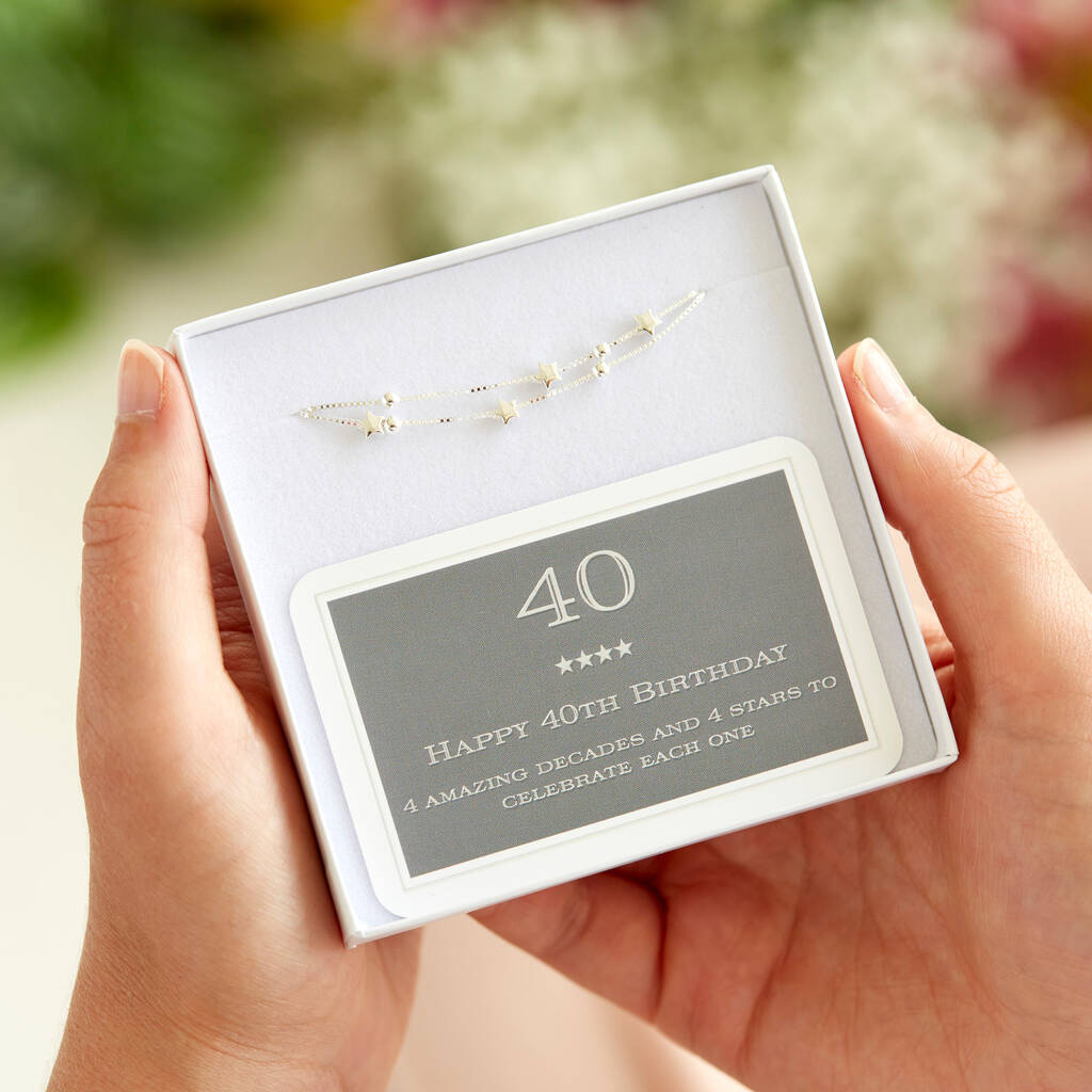 40th Birthday Sterling Silver Four Star Bracelet, 1 of 4