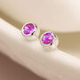 Mini Sterling Silver Bright Pink Opal Stud Earrings, thumbnail 6 of 11