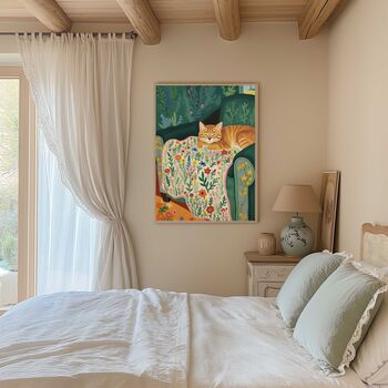 Cozy Ginger Cat Painting Art Print, 2 of 3