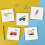 Pack Of Five Vehicle Birthday Cards, thumbnail 1 of 6