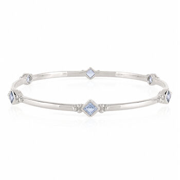 Divinity Princess Blue Topaz Bangle Sterling Silver Or Gold Plated, 3 of 10