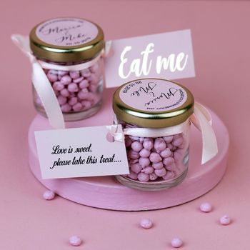 Personalised Wedding Favour Sweet Jars With Pink Candy, 5 of 6