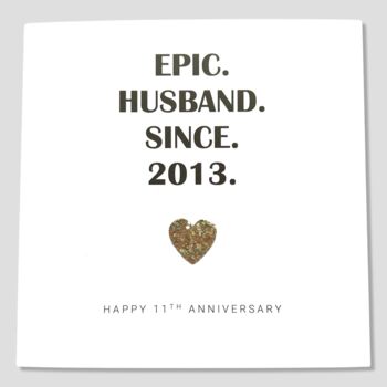 11th Wedding Anniversary Card Steel Epic Card, 2 of 5