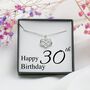 30th Birthday Necklace – Sterling Silver Heart Infinity Charm, Personalised 30th Birthday Jewellery, thumbnail 1 of 6