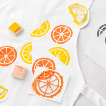 The Citrus Fruit Stencilled Apron Craft Kit, 5 of 8