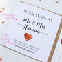 Personalised 7th Anniversary Card With Copper Heart, thumbnail 2 of 7