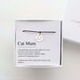 Cat Mum Bracelet – Sterling Silver Charm On Silk Cord | Gift For Cat Lovers, thumbnail 1 of 7
