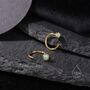 Aqua Green Opal Huggie Hoop Threader Earrings, thumbnail 3 of 9
