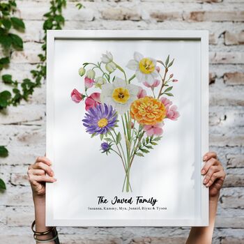 Personalised Birth Flower Family Print, 8 of 12