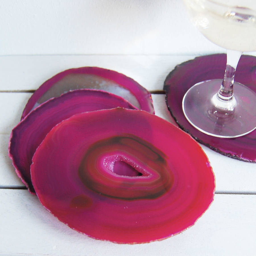 Pink Agate Coaster Set Of Two, 1 of 3