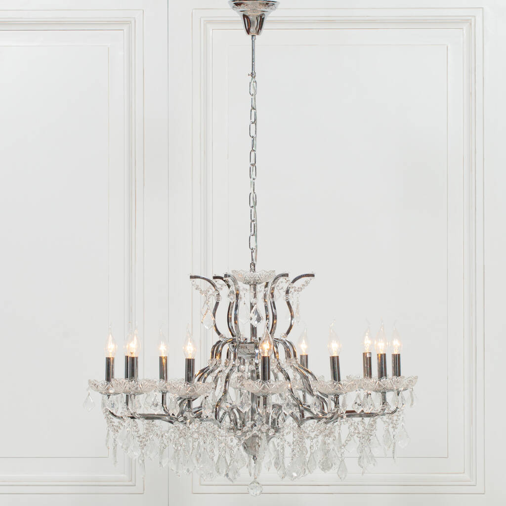 Antique French Chandelier In Chrome 12 Branches, 1 of 3