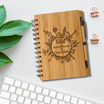 Personalised Eco Bamboo Travel Journal Planner, 6 of 6