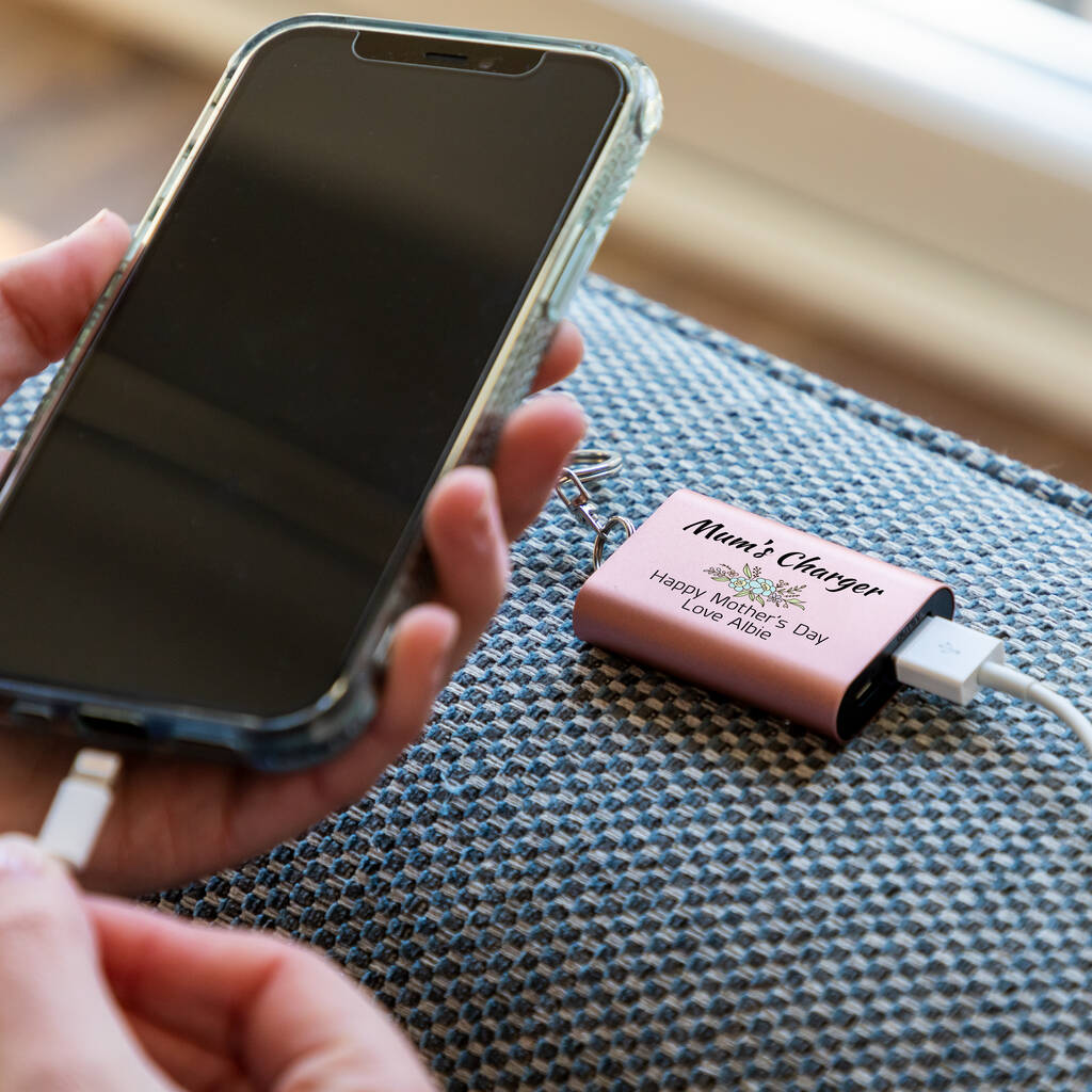 Personalised Floral Power Bank Keyring By Mirrorin