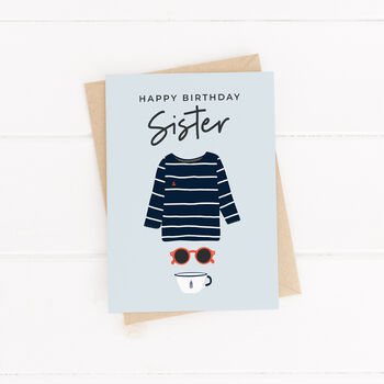 Sister Birthday Card With Illustrated Breton Top, 3 of 4