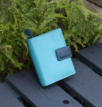 Personalised Mutlicolour Turquoise Small Leather Purse, 11 of 11