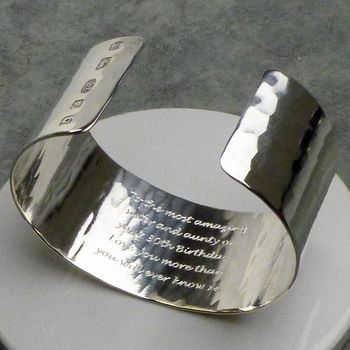 Handmade Sterling Silver Personalised Cuff Bracelet, 2 of 8