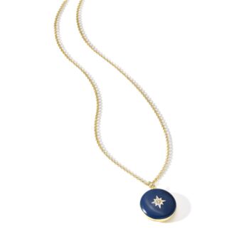 Gold Plated Enamel Cz Locket Necklace, 2 of 7