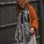 Monochrome Ginkgo Leaf Print Scarf, thumbnail 1 of 4
