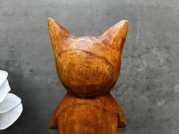 32cm Handcarved Yoga Cat Wooden Ornament Gift Decor, 10 of 12