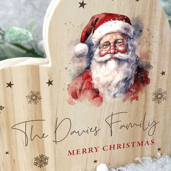 Personalised Any Message Traditional Santa Wooden Freestanding Heart, 2 of 4