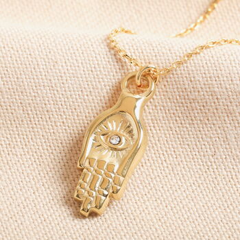 Stainless Steel Hamsa Hand Necklace In Gold Plating, 2 of 5